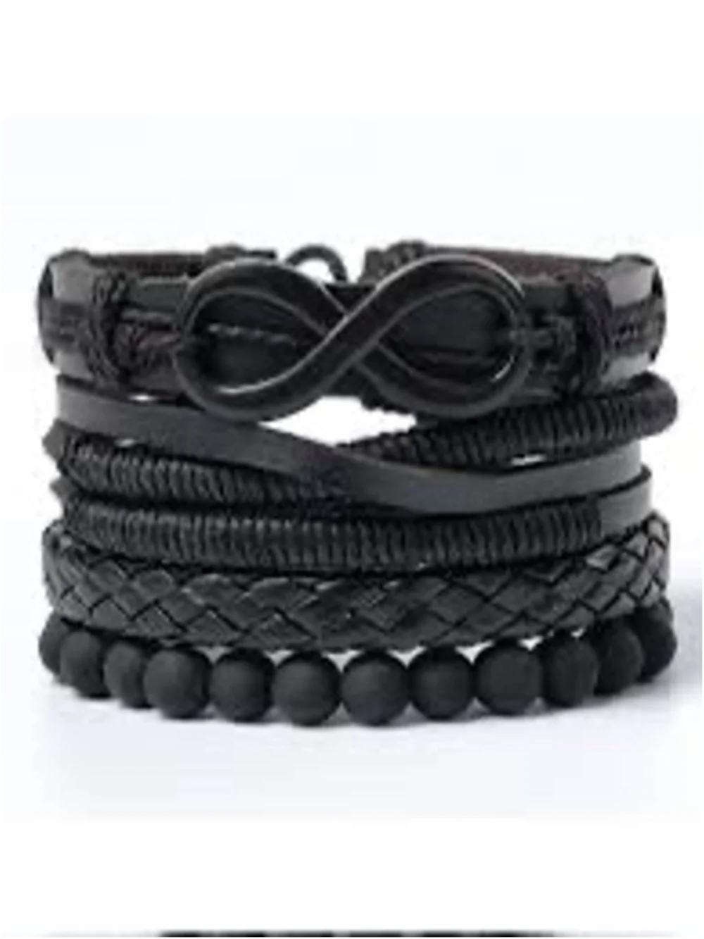 Infinity Multi-Layer Stacking Bracelets Faux Leather One Size Black